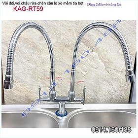 Mua Vòi rửa chén đôi lò xo KAG-RT59  vòi rửa chén lạnh cần bẻ  vòi chậu 2 hộc  vòi rửa chén bát lò xo nước mạnh sử dụng tốt