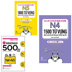 Hình ảnh Combo Nhật Ngữ :1500 Từ Vựng Cần Thiết Cho Kỳ Thi Năng Lực Nhật Ngữ N4-1000 Từ Vựng Cần Thiết Cho Kỳ Thi Năng Lực Nhật Ngữ N5 và 500 Câu Hỏi Luyện Thi Năng Lực Nhật Ngữ N4 - N5  