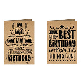 Thiệp sinh nhật Birthday - Combo 2c thiệp Greenwood giấy Kraft (488)