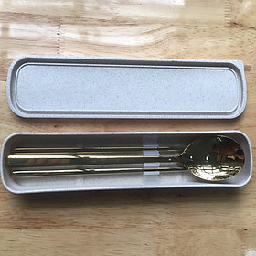 Mua Bộ thìa đũa lúa mạch Inox 304 cao cấp - màu Vàng