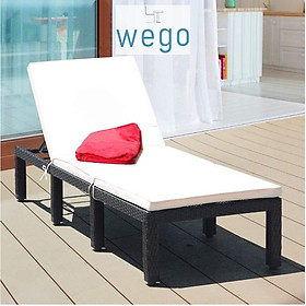Mua WEGO Giường tắm năng / Giường hồ bơi bằng mây nhựa //Rattan Sunbed with Recliner / Patio Garden furniture / pool side recliner sunbed Sofa Relax - Sunlounger (Black)
