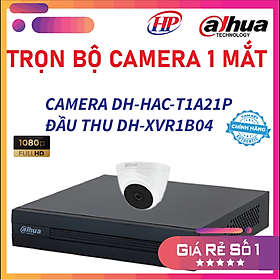 Mua Trọn bộ 1 camera DH-HAC-T1A21P Đầu thu 4 cổng XVR1B04 đầy đủ phụ kiện  Hàng chính hãng