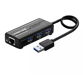 Mua Ugreen UG20266CR103TK 28CM màu Đen HUB chuyển đổi USB 3.0 Sang 3 USB 3.0 + LAN cao cấp - HÀNG CHÍNH HÃNG