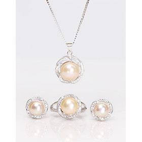 Bộ Trang Sức Ngọc Trai T-4 Ánh Cam Bảo Ngọc Jewelry (Freesize)