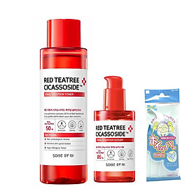 Combo Giảm Mụn, Phục Hồi Cho Da Nhạy Cảm Some By Mi Red TeaTree Cicassoside Final Solution (Toner 150ml + Serum 50ml) + Tặng Kèm 1 Túi Lưới Rửa Mặt Tạo Bọt