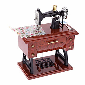Pedal Vintage Mini Sewing Machine Music Box Manual Winding Music Box Mini Toy Birthday Gift The Personality Style Musical Toy