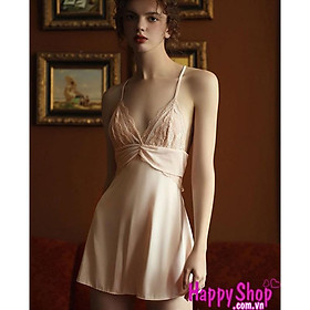 Váy ngủ lụa gợi cảm lovely, đầm lụa phối ren ngọt ngào hở lưng sexy TK2428