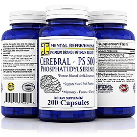 Mental Refreshment: Cerebral PS 500mg 200 Capsules - Best Value, Most Potent Phosphatidylserine
