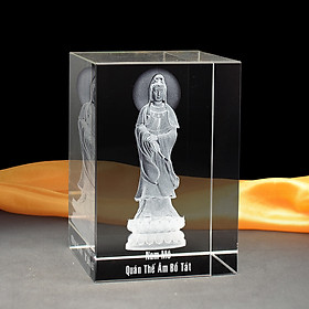 Pha lê để xe hơi -  Hình Quán Thế Âm Bồ Tát đứng 3D