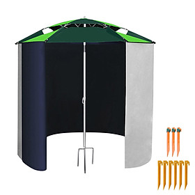 Fishing Umbrella With Zip-on Side Sheet Double Layer Sun Shelter Sun Shade Umbrella Canopy for Camping Fishing