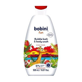 Gel tắm tạo bọt cho trẻ em Bobini Fun mềm mịn hương dâu tây 1+ tuổi 500ML
