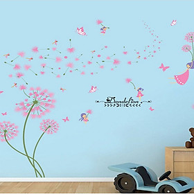 Decal dán tường hoa bồ công anh hồng