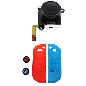 For Nintendo Switch NS Joy-con Left/Right Analog Rocker Controller Joystick + 2x Protective Case Silicone Skin + 2x Thumb Stick Cap