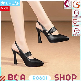 Giày cao gót nữ gót trụ cao 9 phân RO601 ROSATA tại BCASHOP thiết kế kèm quai ngang và quai sau độc lạ và thời trang