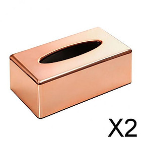 2xRose Gold Tissue Box Dispenser Case Napkin Holder Home Office Car Accessory