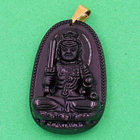 Mặt dây chuyền phật Bất Động Minh Vương thạch anh đen 3.6cm - phật bản mệnh tuổi Dậu