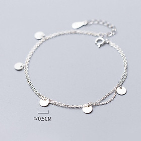 Lắc chân bạc, vòng chân bạc nữ dây kép 2 dây tag hình tròn