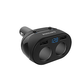 Tẩu sạc 2 cổng USB ô tô cao cấp nhãn hiệu Philips DLP3521N công suất 120W, màn hình hiển thị điện áp - Hàng nhập khẩu