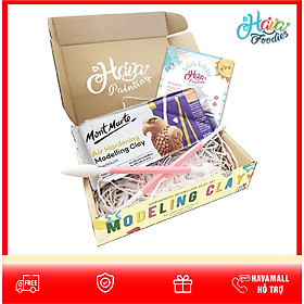 Hộp Quà Đất Sét Khô Tự Nhiên Mont Marte - Tặng Kèm 2 Cây Tạo Hình và Hướng Dẫn - Ngói - 2kg