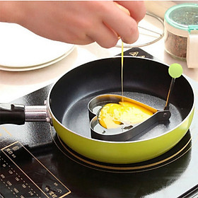 Khuôn Chiên Trứng Tạo Hình Inox Đẹp Mắt Sáng Tạo Nhiều Hình Dễ Thương Cho Nhà Bếp, Khuôn Rán Trứng Ốp La, Bánh - Khay Chiên Tạo Nhiều Hình Cute Có Núm Cầm