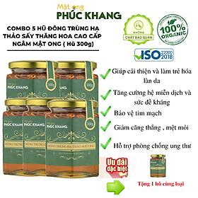 Đông trùng hạ thảo mật ong rừng Phúc Khang 300g - Hũ thủy tinh cao cấp - Công nghệ sấy thăng hoa - Chống lão hóa ,phòng ngừa ung thư ,tim mạch ,bồi bổ cơ thể ...làm quà biếu , quà tặng , bảo vệ sức khỏe