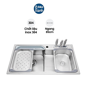 Chậu Rửa Chén Malloca MS 1028D - Inox 304 - Ngang 85cm - Hàng Chính Hãng