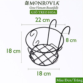 Combo 3 Giỏ treo chậu hoa ban công MONROVIA, giỏ sắt treo chậu hoa ban công, chậu treo ban công, kệ treo ban công, móc treo, khung thép, sơn tĩnh điện chính hãng thương hiệu MONROVIA - Màu Đen