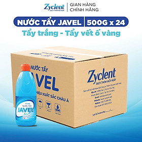 Thùng Nước tẩy trắng quần áo, tẩy vết ố vàng JAVEL Zyclent - (500G x 24 CHAI)