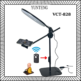 Bộ giá đỡ kèm đèn để bàn YUNTENG VCT-828 có thanh ngang quay review, quay topsot từ trên xuống - Hàng chính hãng