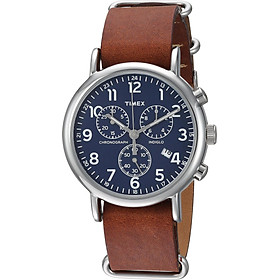 Timex Unisex TW2R63200 Weekender Chrono Brown Double-Layered Leather Slip-Thru Strap Watch