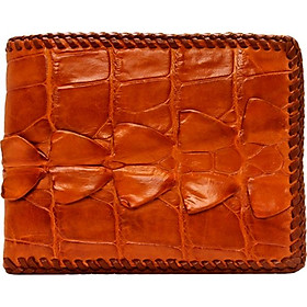 Ví Nam Da Cá Sấu Đan Viền Gai Huy Hoàng HT2224 (12.5 x 10 cm) - Vàng