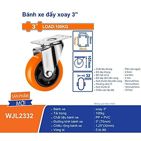 BÁNH XE ĐẨY XOAY 3INCH WJL2332 WADFOW - HÀNG CHÍNH HÃNG