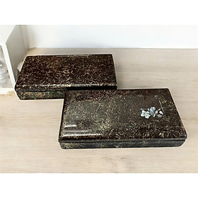 Hộp chữ nhật sơn mài cao cấp cẩn ốc Thanh Bình Lê đa năng đựng đồ vật nhỏ, làm quà tặng ý nghĩa size 23x12x5 cm