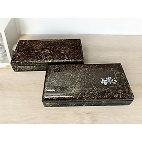 Hộp chữ nhật sơn mài cao cấp cẩn ốc Thanh Bình Lê đa năng đựng đồ vật nhỏ, làm quà tặng ý nghĩa size 23x12x5 cm