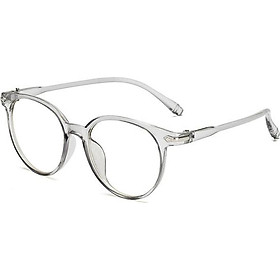Gọng Kính Oval Thời Trang Retro Phong Cách Hàn Quốc TR90 - Tặng Kèm Hộp Kính Thời Trang - Màu Xám Khói