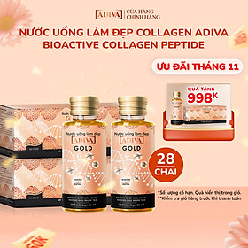 2 Hộp Nước Uống Làm Đẹp Collagen ADIVA Gold (14Chai/ Hộp)- Giúp Làn Da Căng Mịn, Giảm Nếp Nhăn Và Chống Lão Hóa