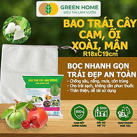 10 Túi Bọc Cam, Lê, Ổi GreenHome, 18x19cm, Có Nút Cài, Độ Bền 3-5 Năm, Nhiều Kích thước