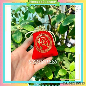 Túi Nhung Chữ Phúc Màu Đỏ Có Dây Rút Tiện Lợi 9x7Cm Siêu Đẹp