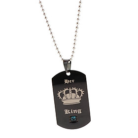 Stainless Steel Black Dog Tag Crown Couple Pendant Necklace