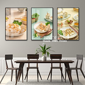 (ẢNH THẬT)Tranh treo tường trángg gương bánh cuốn, bánh ướt 2 trang trí quán ăn kèm đinh treo