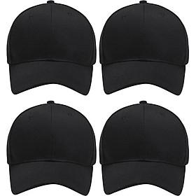 Combo 4 Mũ Lưỡi Trai Không Họa Tiết Unisex (Đen)