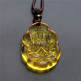 Dây chuyền, vòng cổ - Phật bản mệnh tựa hoa sen vàng ( dây vải, có thể thu ngắn tùy theo nhu cầu)