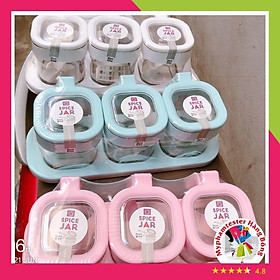 Set gia vị 3 hoặc 4 hũ thủy tinh nắp nhựa
