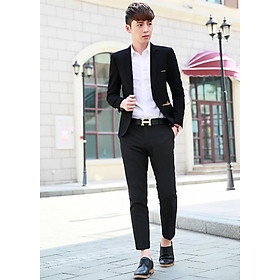 Áo Khoác Vest Nam Vải Kaki Dày Mịn Đứng Form Màu Đen - TC04041
