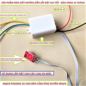 Mạch passing 3s cảm biến xuyên nhựa lắp các loại xe máy ô tô 12v độ đèn trợ sáng loại tốt
