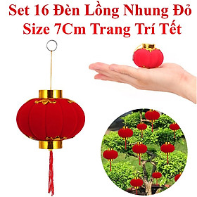 Set 16 Đèn Lồng Nhung Đỏ Size 7Cm Trang Trí Tết Cây Mai Đào Ngày Tết