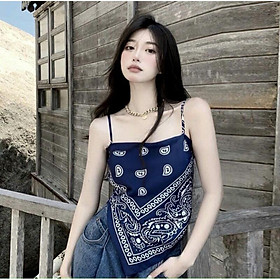 Áo yếm thổ cẩm buộc nơ hoạ tiết vintage