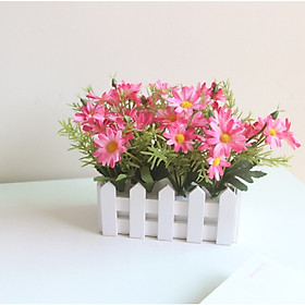 Mua Hàng rào gỗ cắm sẵn hoa cúc họa mi giả HM-01