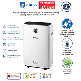 Máy lọc không khí 2 trong 1 kèm chức năng tạo độ ẩm Philips Series 3000 AC2726/00 - Hàng Nhập Khẩu