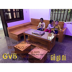 Bộ bàn ghế góc tay vát gỗ gõ đỏ